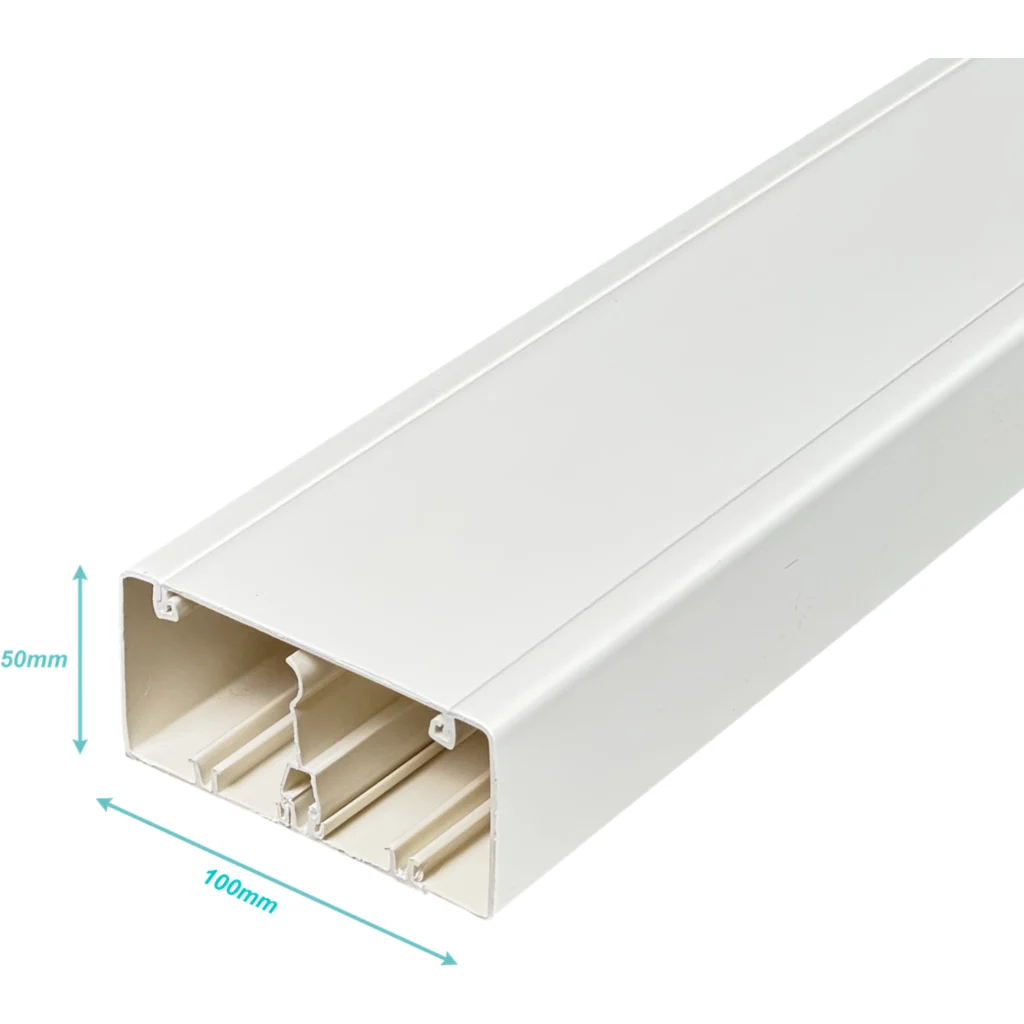 Imagen 1 de LINKCHIP CANALETA PVC 100X50MM BLANCA SEPARADOR Y TAPA 2MT CC-10050-W.