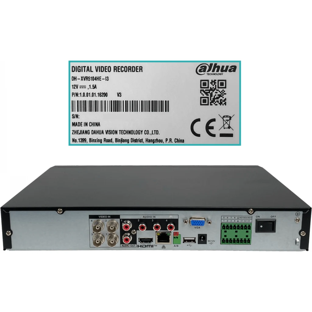 Imagen 1 de DAHUA XVR 4-BNC-H 4-RCA-H HDMI VGA LAN USB IP 5MP regle-alarma 1xSATA