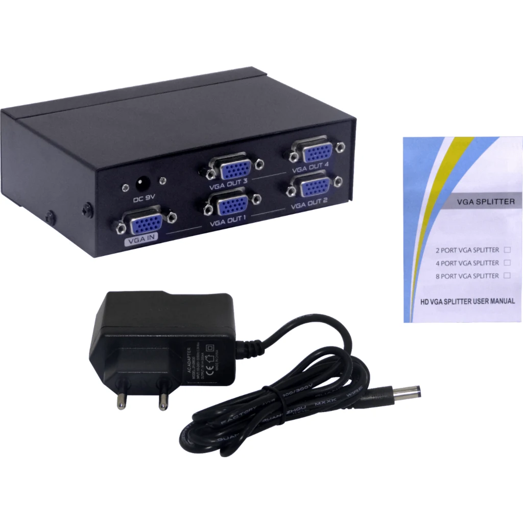 Video Splitter 4-VGA-H 1-VGA-H 1920x1440max 5-DB15-H inc-9V