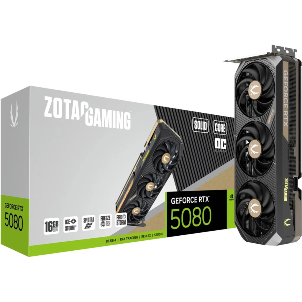 Tarjeta de Video Zotac GAMING GF RTX5080 SOLID CORE OC16GB GDDR7 DP HDMI 2.5Slot