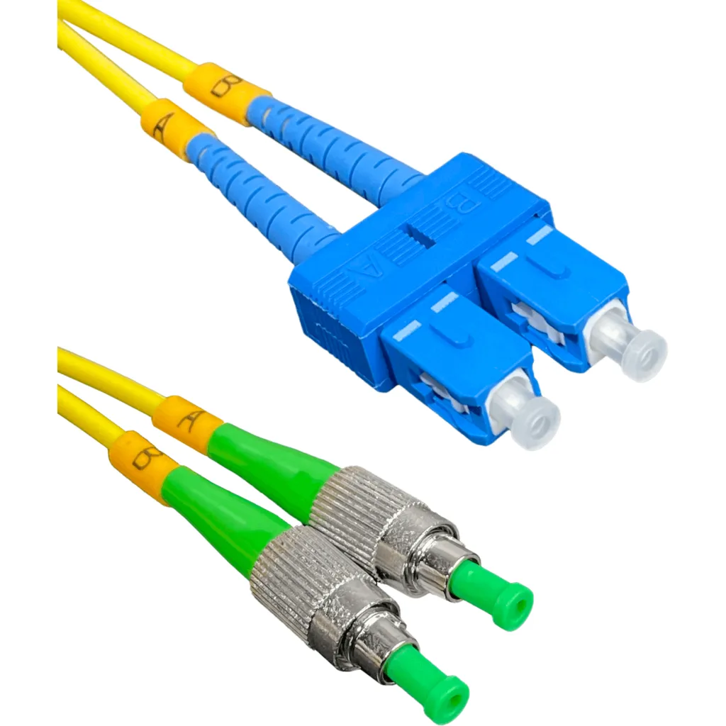 1mt SC/UPC-FC/APC MonoModo SM Duplex Jumper Cable Fibra 9/125um 3mm