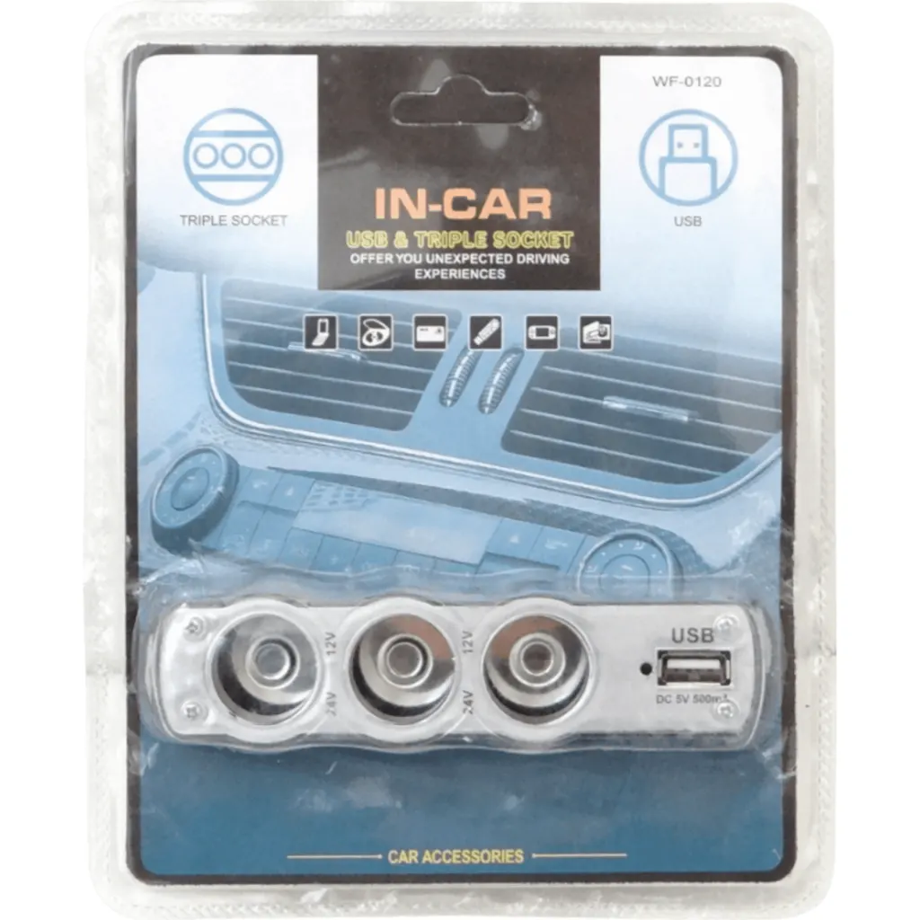 Imagen 1 de 3-Vehicular-Hembra 1-USB-Hembra-AH 5VDC 0,5A 12V/24V-Macho-Encendedor
