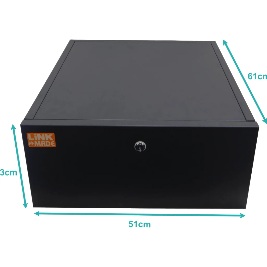 Imagen 5 de Rack LINKMADE 60cm-Fondo 4U Puerta Fierro Rack Seguridad Pared Negro