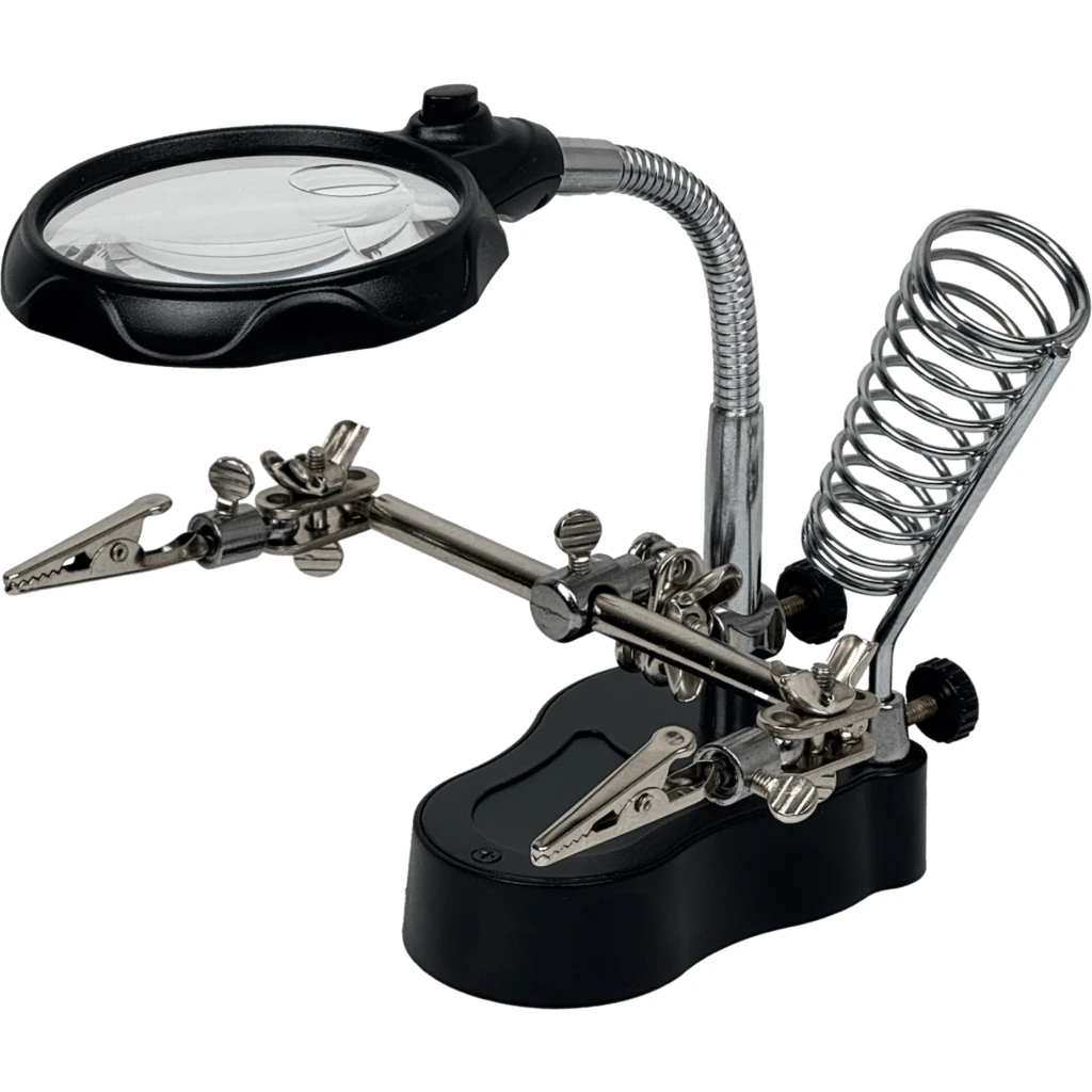Imagen 3 de Tercera Mano Porta Soporte Cautin Lupa/3,5X /12X 2-Led Req 3-Pila-AAA