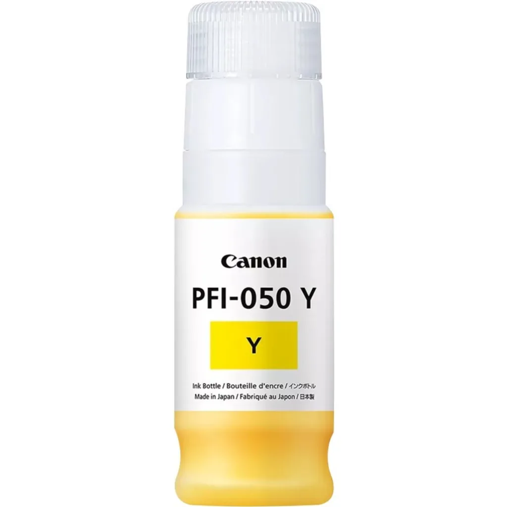 Botella de Tinta Canon PFI 050 Y Amarillo para imagePROGRAF TC-20, 70ml