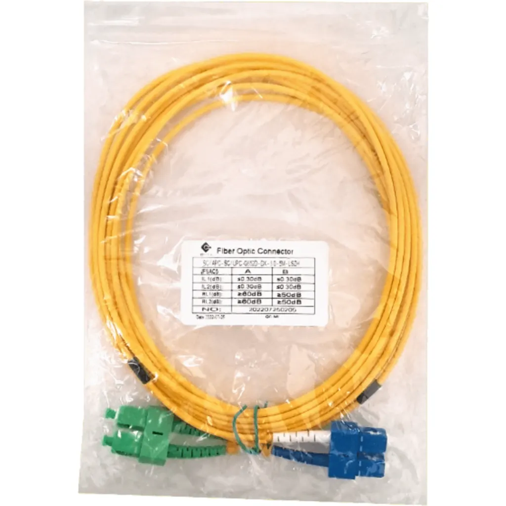 5mt SC/APC-SC/UPC MonoModo SM Duplex Jumper Cable Fibra 3mm 9/125um