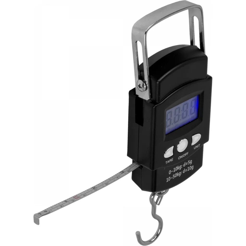 Imagen 1 de Pesa Digital tipo Gancho para Equipaje 50kg inc-2xAAA Flexometro-100cm