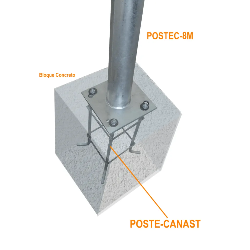 Imagen 1 de Alt-655mm 20x20cm Canastillo Fierro ObraCivil Base p/POSTEC-8M Hex23mm