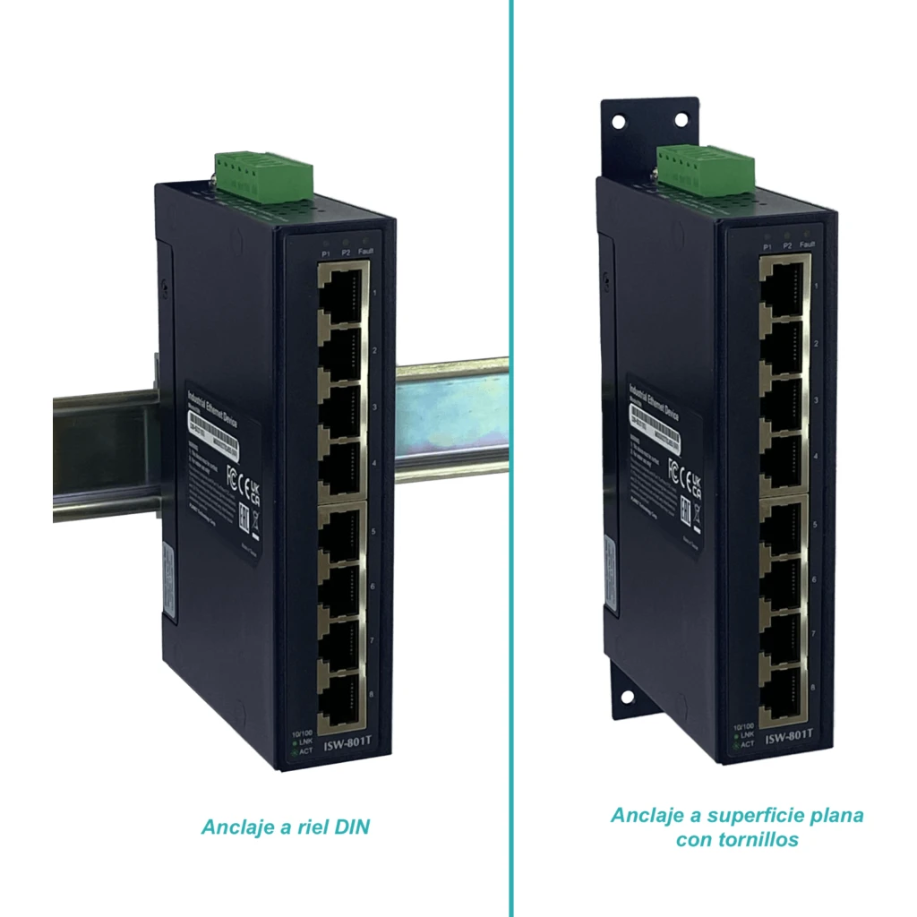 Imagen 3 de Switch Industrial Planet ISW-801T, 8 Puertos 10/100Mbps Riel-DIN no-Admin