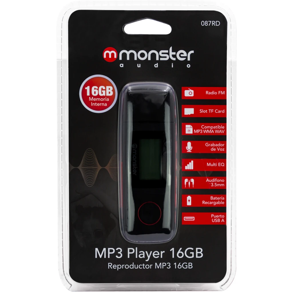 Imagen 1 de MX087RD REPRODUCTOR MP3 ROJO MONSTER AUDIO