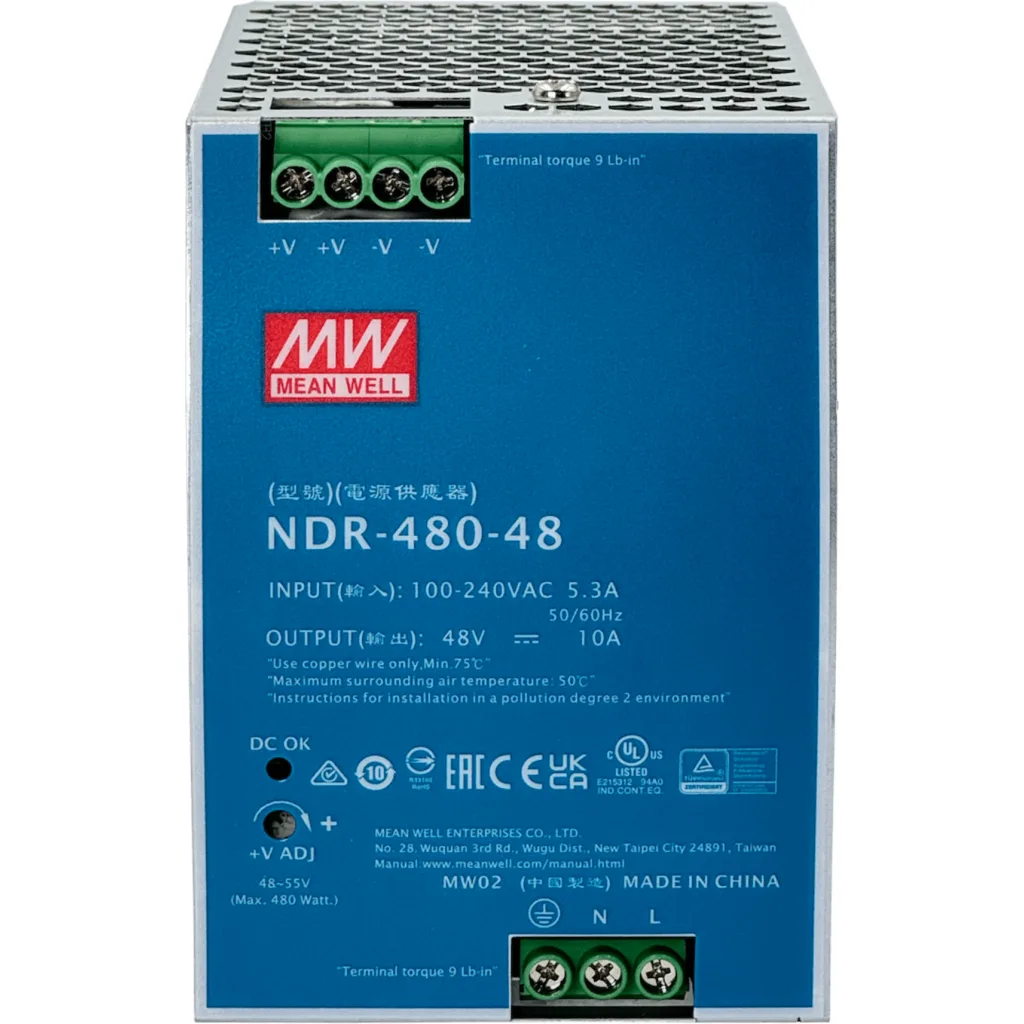 Fuente de Poder Mean Well NDR-480-48 Riel DIN 48VDC 480W 10A,