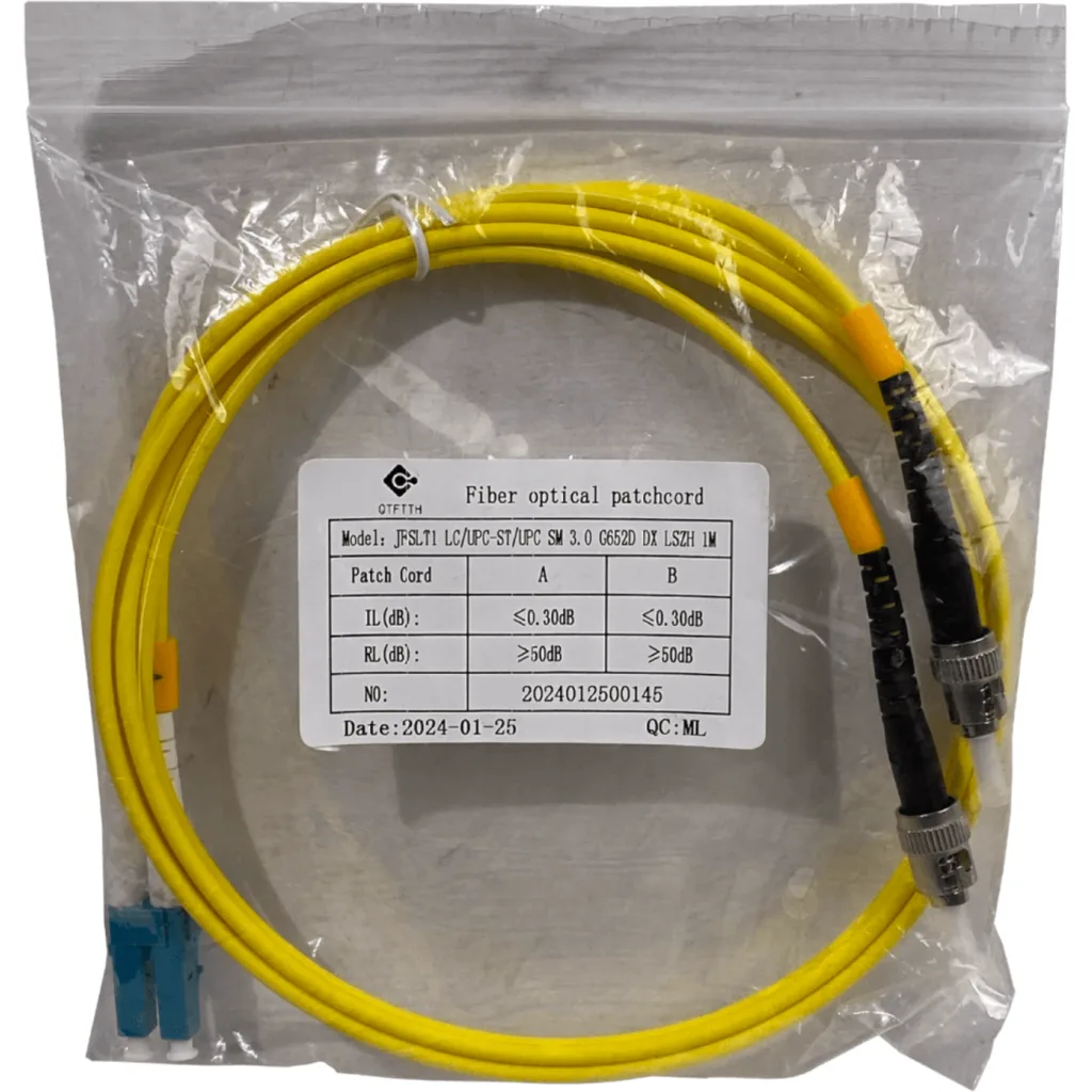 Imagen 1 de 1mt LC-ST/UPC MonoModo SM Duplex Jumper Cable Fibra 9/125um 3mm LSZH