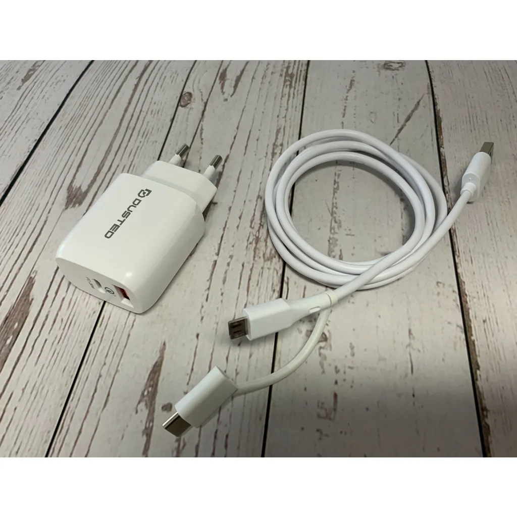 Imagen 3 de Cargador USB-C PD Carga rapida 20W para iPhone y iPad Dusted con Cable 2en1 Blanco