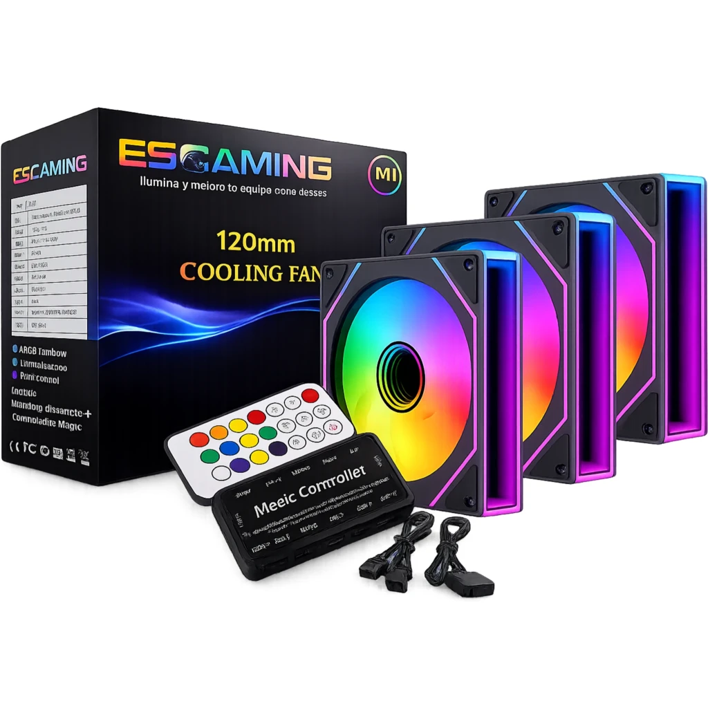 Imagen 1 de VENTILADOR EZ-A18 ARGB FAN SET 3 UNIDADES 120MM ARGB CONTROL REMOTO