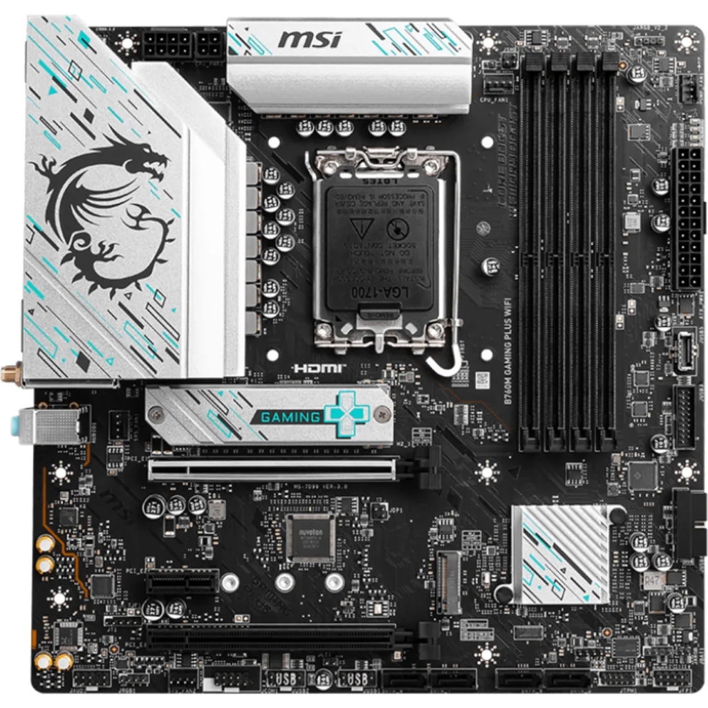 Imagen 1 de Tarjeta Madre MSI B760M GAMING PLUS WIFI LGA1700 4*DDR5 HDMI DP 2*M.2 mATX