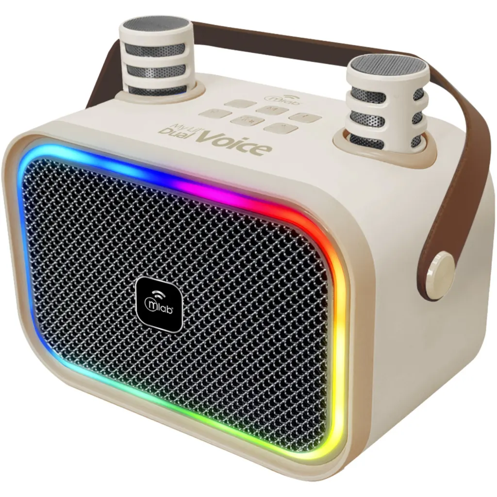 Imagen 1 de MLAB KARAOKE MY LiL VOICE LUZ RGB 2 MICROFONOS INALAMBRICOS WHITE
