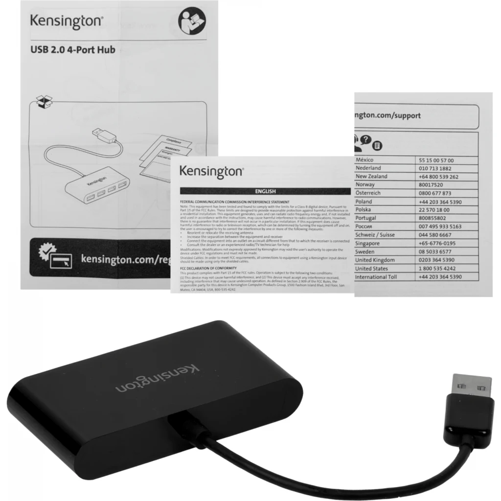 Imagen 4 de KENSINGTON Hub 4-USB2.0 no permite fuente de poder cable-10cm K39120WW