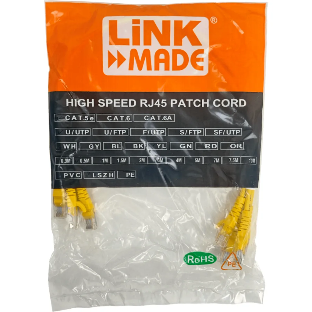 Imagen 2 de LINKMADE 4un 50cm Cat5E Amarillo LSZH Cable Patch Inyectado Multifil