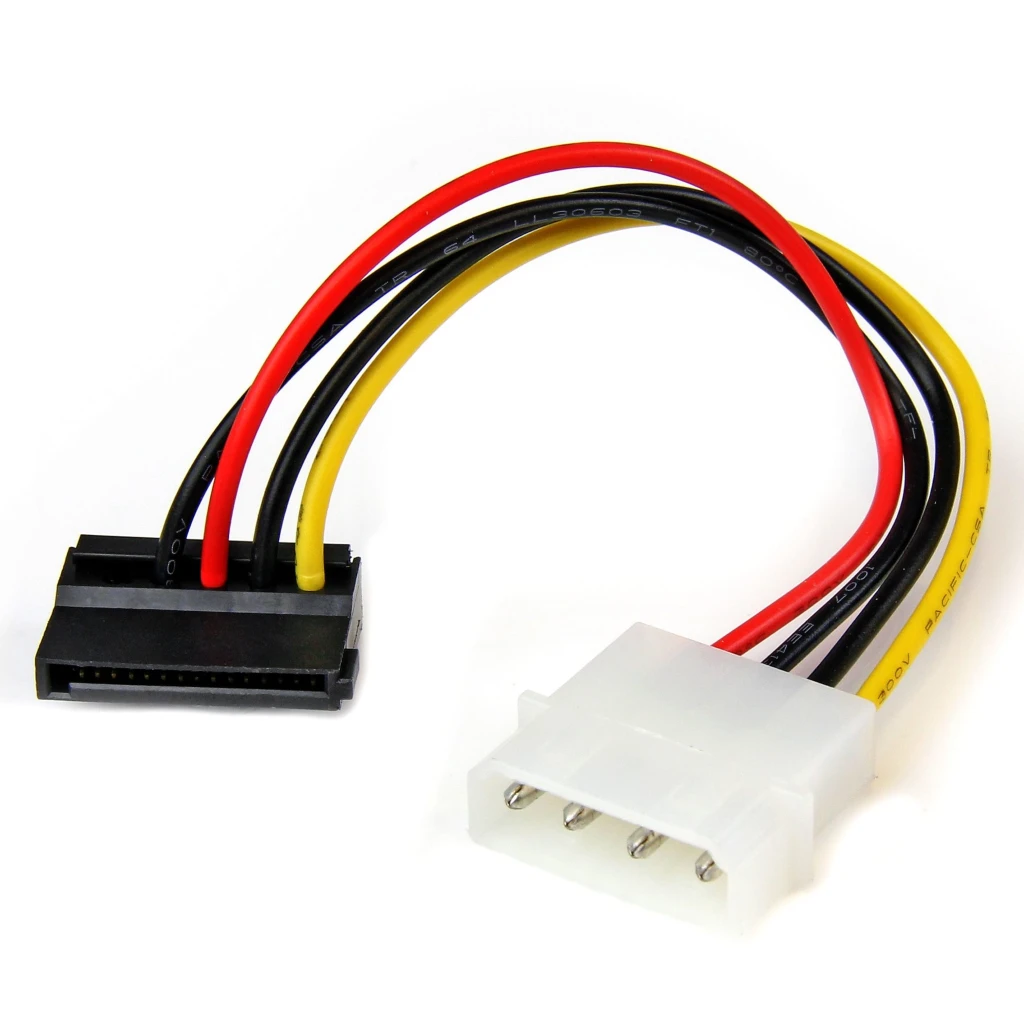 Cable Poder Adaptador SATA con ángulo izq. 15 pines a Molex 4 Pines