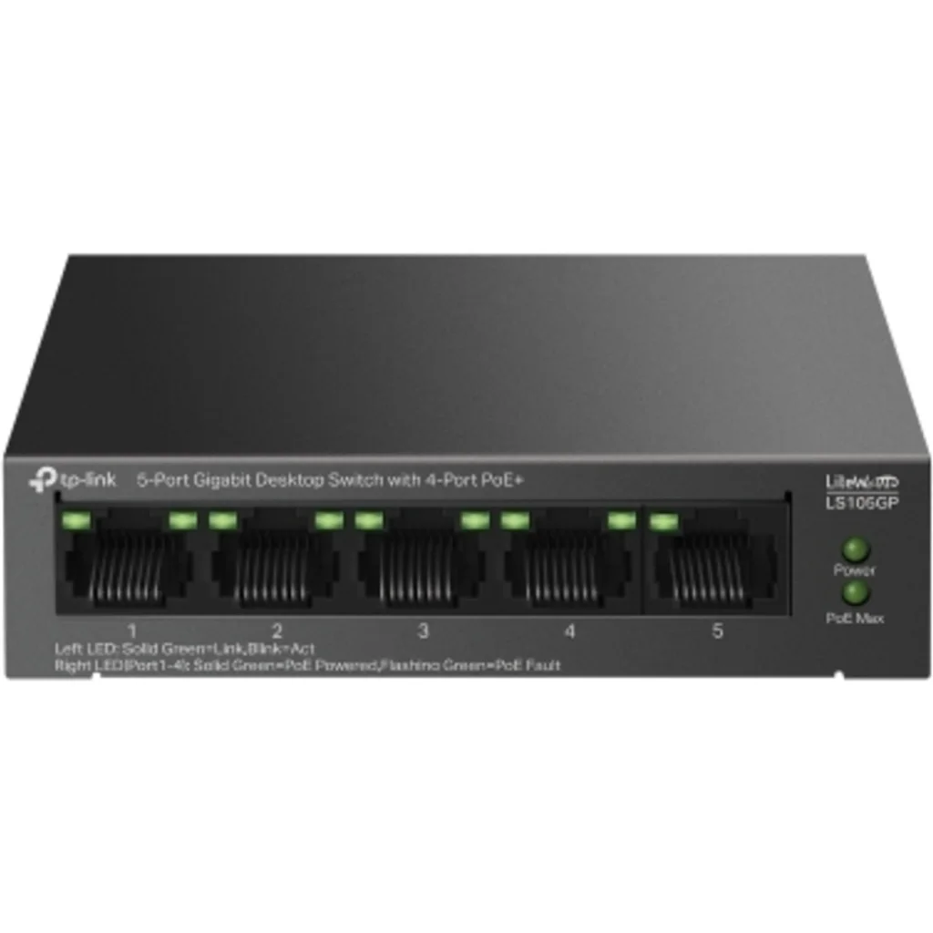 TP-LINK SWITCH 5-PORT GIGABIT DESKTOP 4-Port PoE+ UN / LS105GP