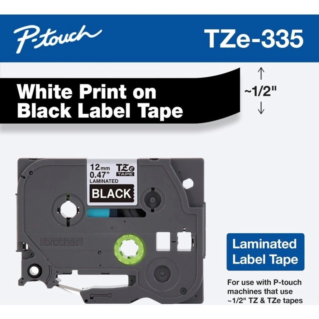 Imagen 1 de Cinta Brother TZE-335 12mm white on black industr. tape