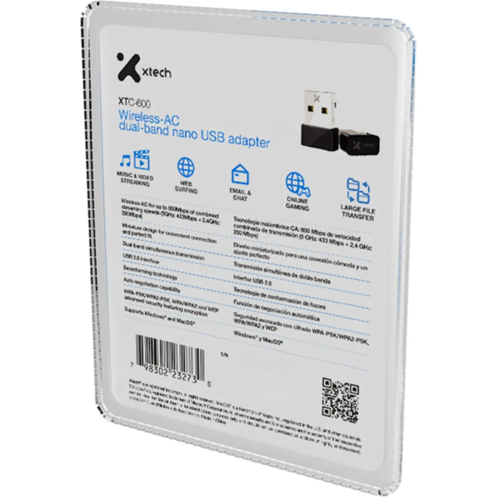 Imagen 7 de Xtech - Network adapter - USB 2.0 - Wless AC DBand 600Mbps XTC-600