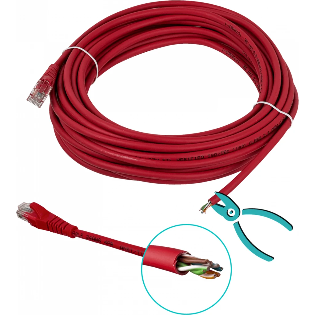 Imagen 4 de Cable de Red Linkmade Categoria 5e Rojo Longitud 10 metros Patch Inyectado Mult.