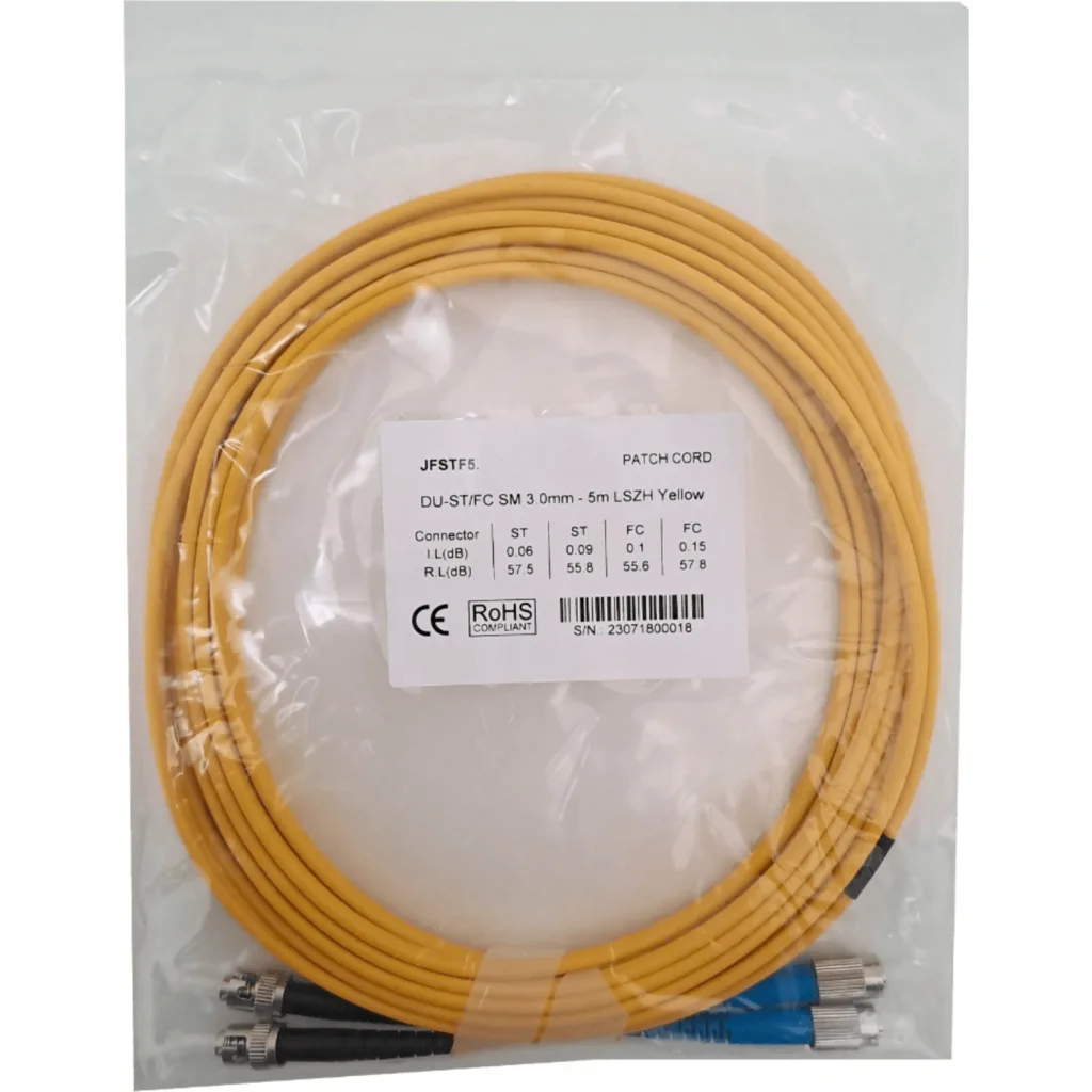 Imagen 2 de 5mt ST-FC MonoModo SM Duplex Jumper Cable Fibra 3.0mm 9/125um