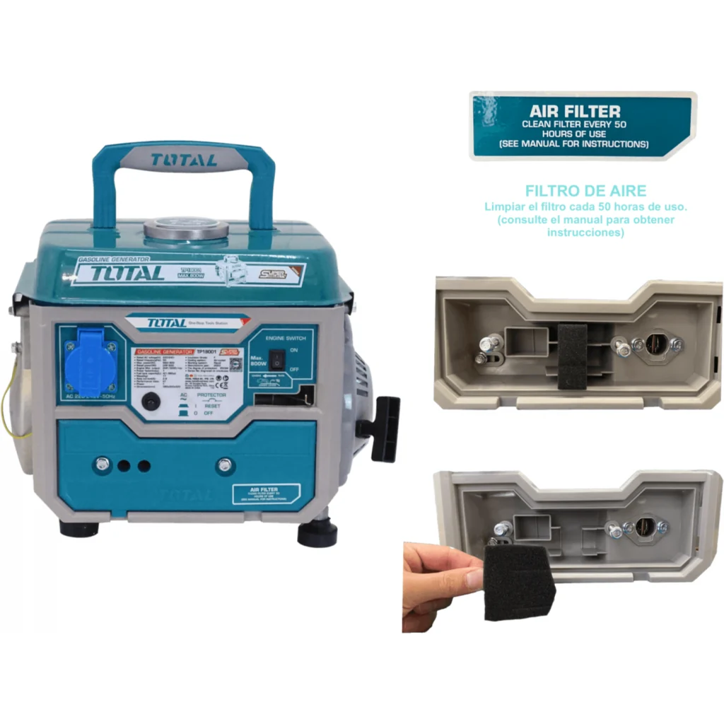 Imagen 3 de TOTAL 800W Generador Manual Bencinero 3000rpm Tanque-4Lt 220-240VAC