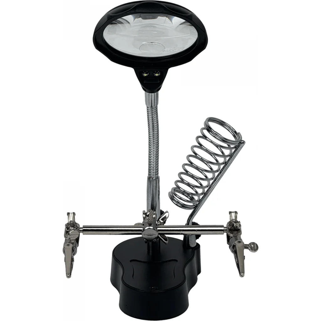 Tercera Mano Porta Soporte Cautin Lupa/3,5X /12X 2-Led Req 3-Pila-AAA