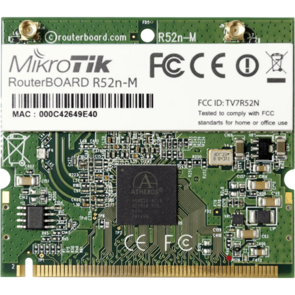 Imagen 1 de MIKROTIK 2-MMCX 23DBM 2,4GHZ/5GHZ A/B/G/N300 200MW AR9220 MINIPCI