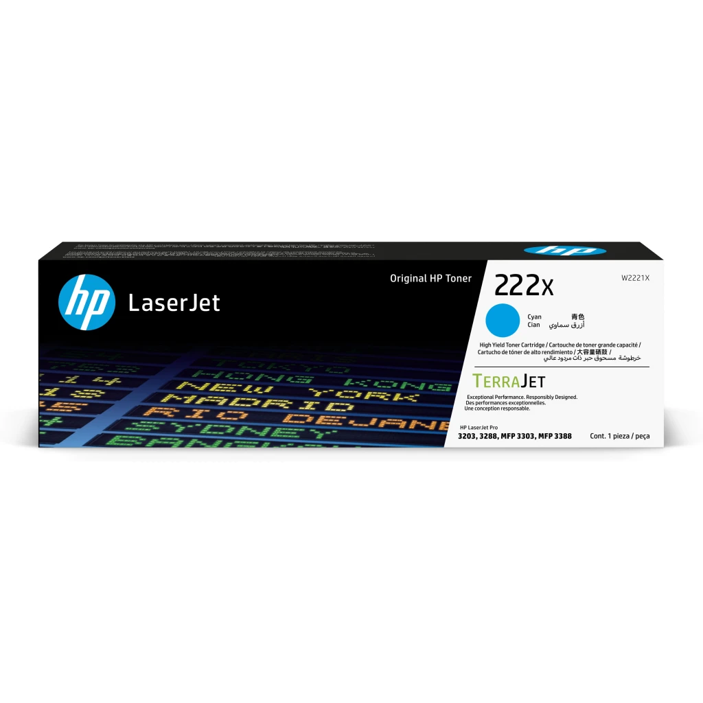 Toner HP 222X CYAN, para LJ 3203 3288 / MFP 3303 3388, 2500 Páginas