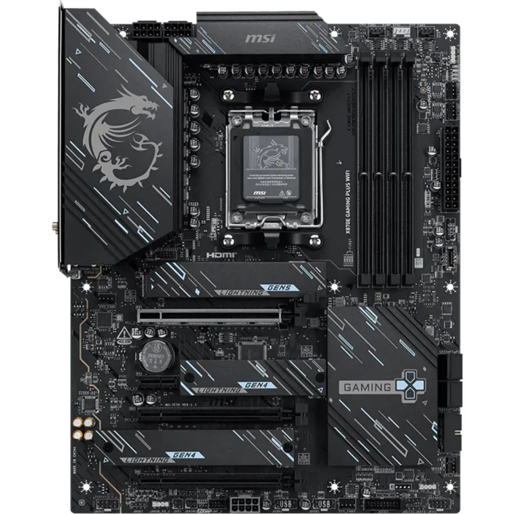 Imagen 1 de Tarjeta Madre MSI X870E GAMING PLUS WIFI AM5 4*DDR5 8126VB 5G LAN WIFI7 ATX