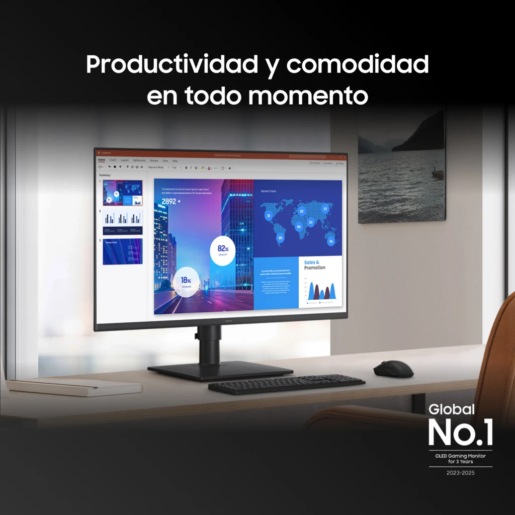 Imagen 5 de Monitor Samsung S40GD 24" FHD IPS 100Hz DP HDMI Altura ajustable y Pivoteable