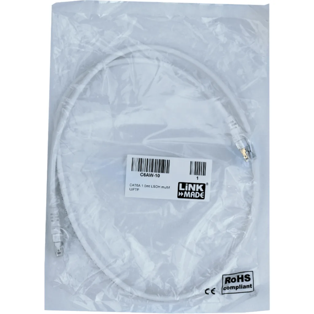 Imagen 2 de Cable de Red Linkmade Cat6A U/FTP LSZH Inyectado Multifilar 1mt Blanco