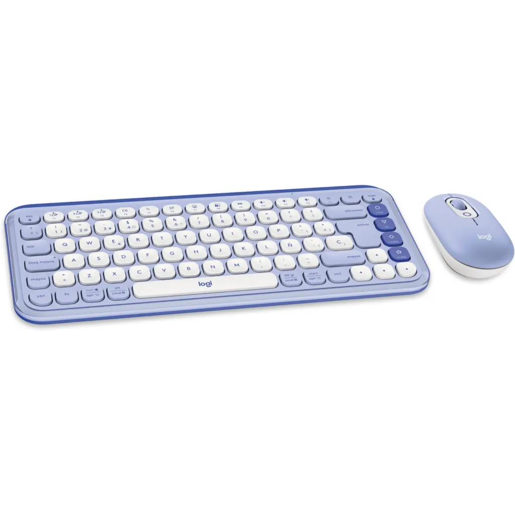 Imagen 2 de Kit Teclado Mouse Logitech Pop Icon Conectividad Inalámbrica BT Lila/Blanco