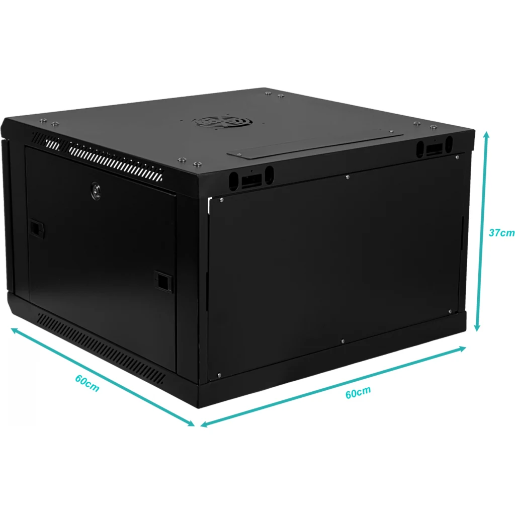 LINKMADE Desarmado 6U 60CM-Fondo Gabinete Rack Pared Muro Negro
