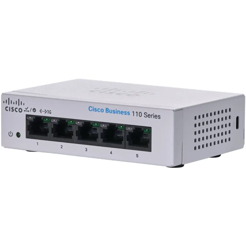 Switch Cisco Business 110-5T-D, Puerots 5x RJ-45 10/100/100 Gigabit Ethernet