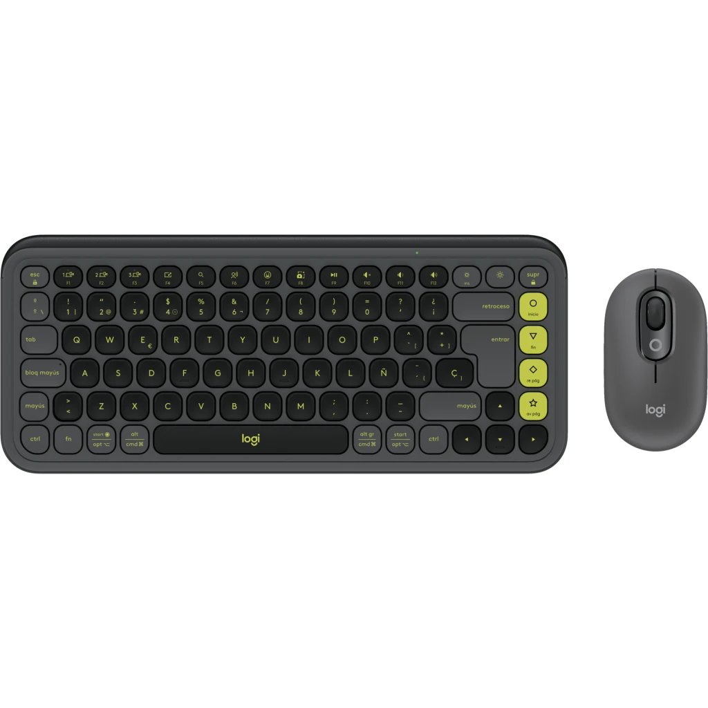 Kit Teclado Mouse Logitech Pop Icon Conectividad Inalámbrica BT Grafito/Verde