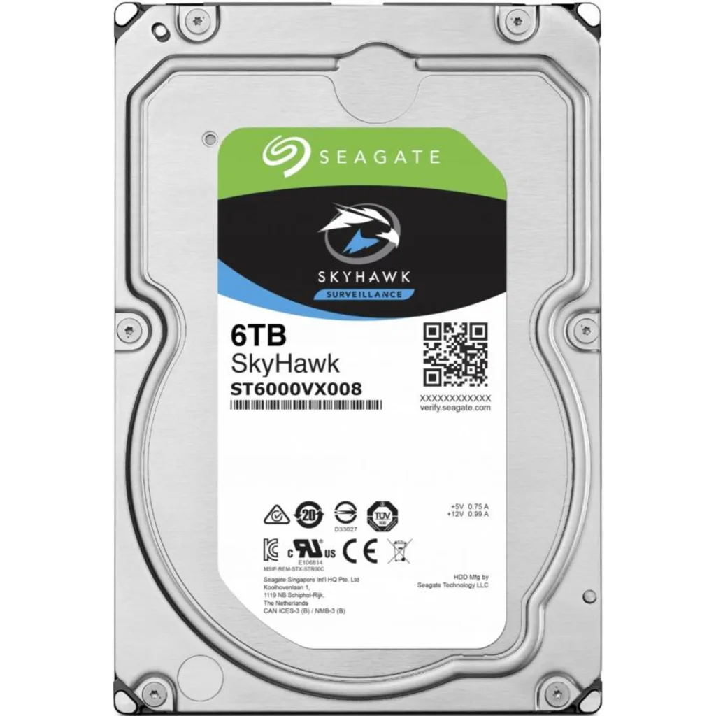 Disco Duro Seagate SkyHawk 6TB 3.5"" 7200RPM SATA III 6GB/s 256MB p/NVR DVR
