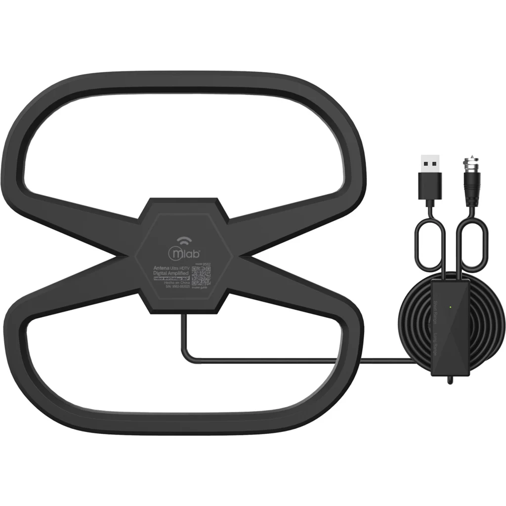 MLAB ANTENA TV ULTRA HDTV VHF-UHF INTERIOR Y EXTERIOR 360o AMPLIFICADA USB 32DBi