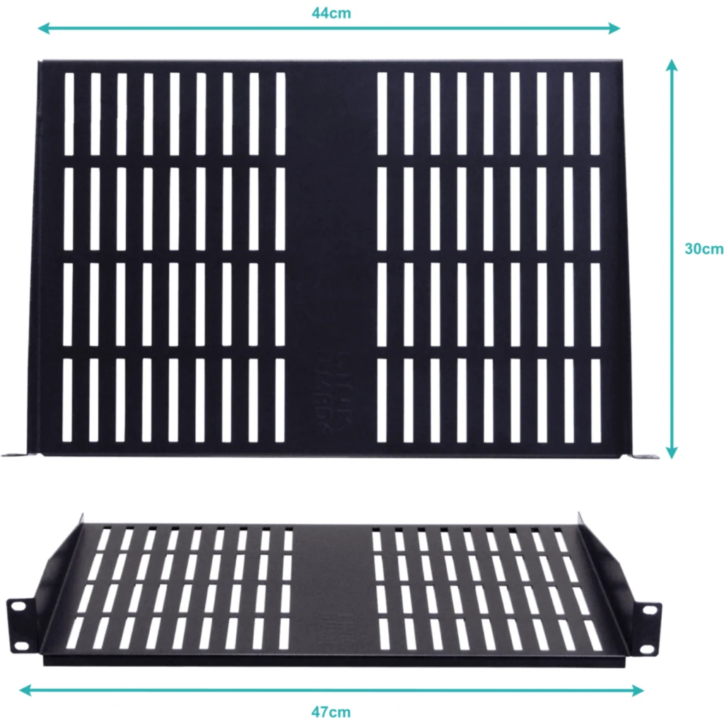 Imagen 2 de Bandeja Rack Linkmade RB1-3VL Ventilada 1U 30cm Fondo p/Rack Negra Req-Tornillos