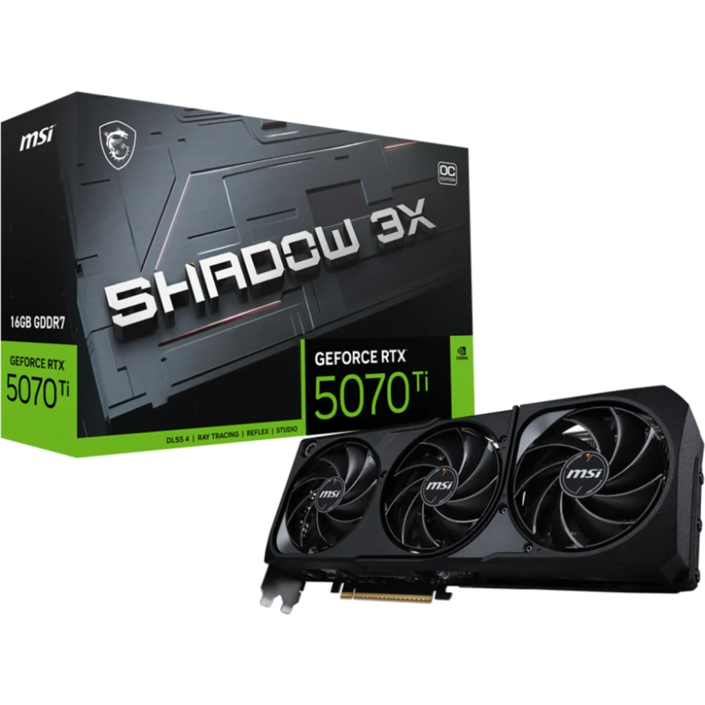 Tarjeta de Video MSI GF RTX 5070 TI 16G SHADOW 3X OC 16GB GDDR7 DP HDMI G-SYNC