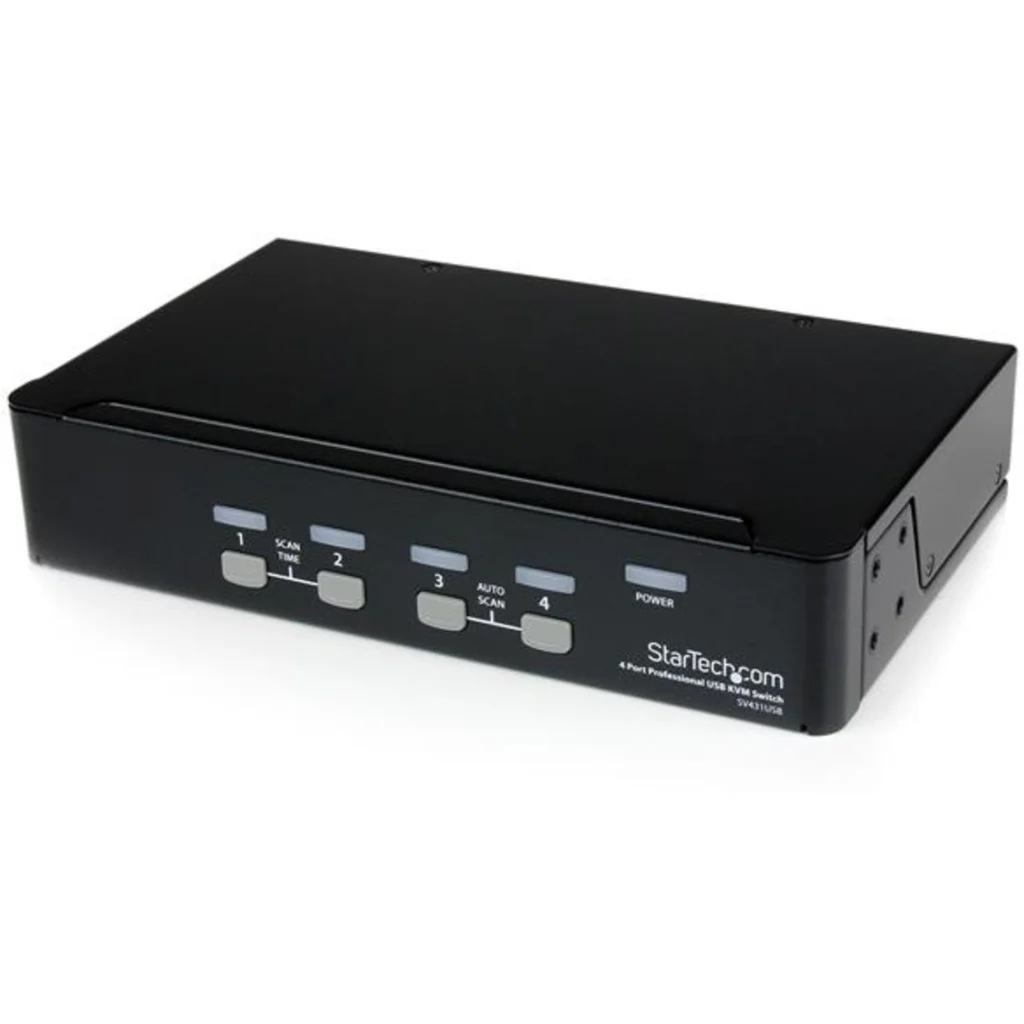 Switch Conmutador Profesional KVM 4 Puertos VGA 4 Puertos USB Hasta 1920x1440 1U