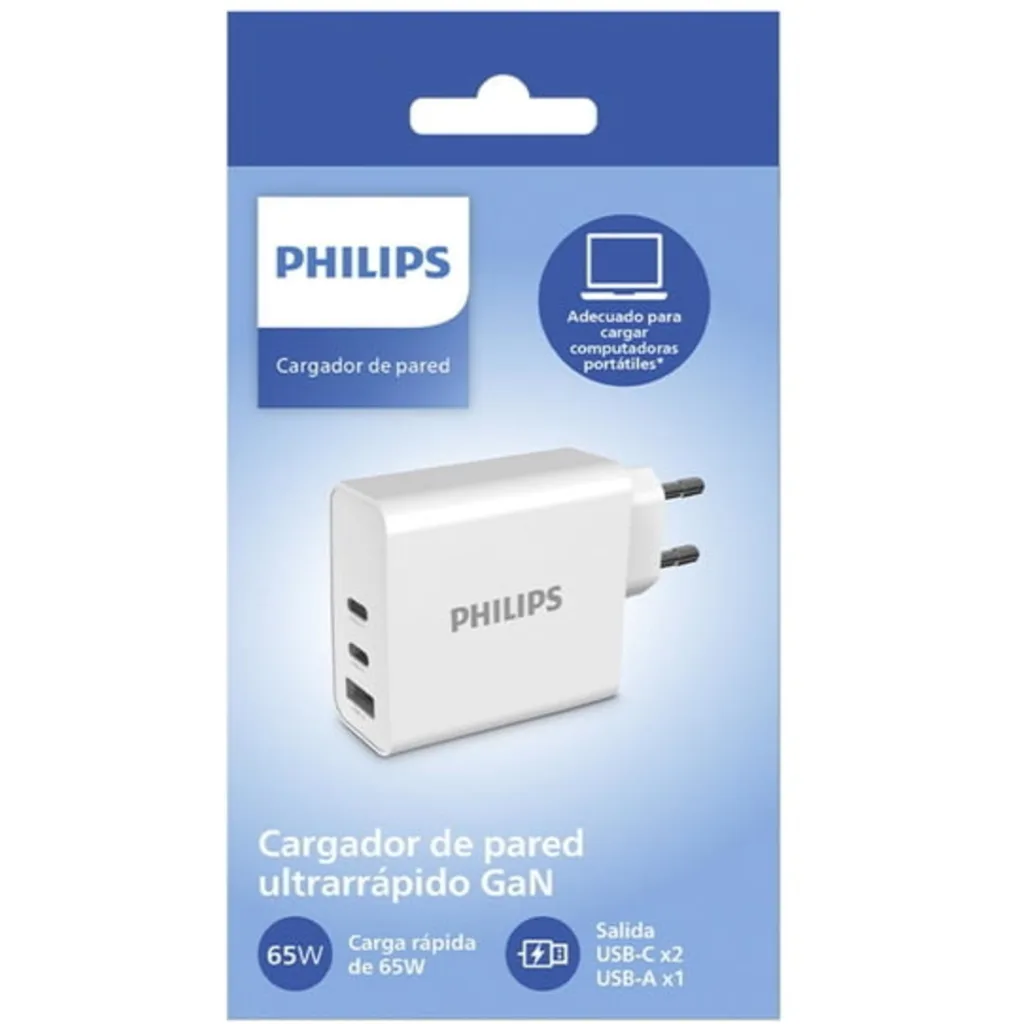 Imagen 3 de PHILIPS CARGADOR RAPIDO 65W USB Cx2 + 1USB / DLP2683/55PHILIPS CARGADOR RAPIDO 65W USB Cx2 + 1USB /