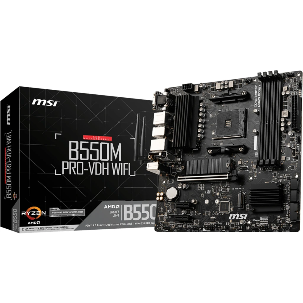 Tarjeta Madre MSI B550M PRO-VDH WIFI AMD AM4 4*DDR4 2*M.2 DP HDMI VGA USB3.2