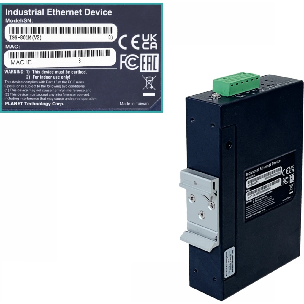 Imagen 1 de PLANET 8-1000 Switch Indust Admin Riel-DIN Gigabit req 12-48VDC 24VAC