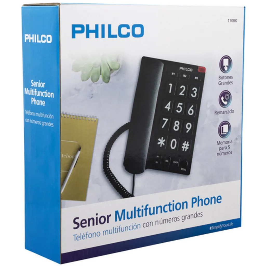 Imagen 1 de TELEF. NUMEROS GRANDES PHILCO NEGRO 170BK