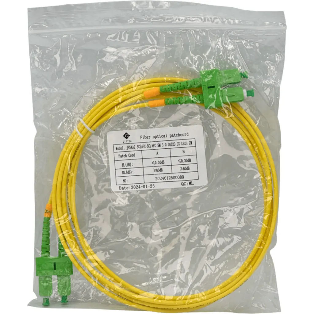 Imagen 1 de 2mt SC/APC-SC/APC MonoModo SM Duplex Jumper Cable Fibra 9/125um LSZH