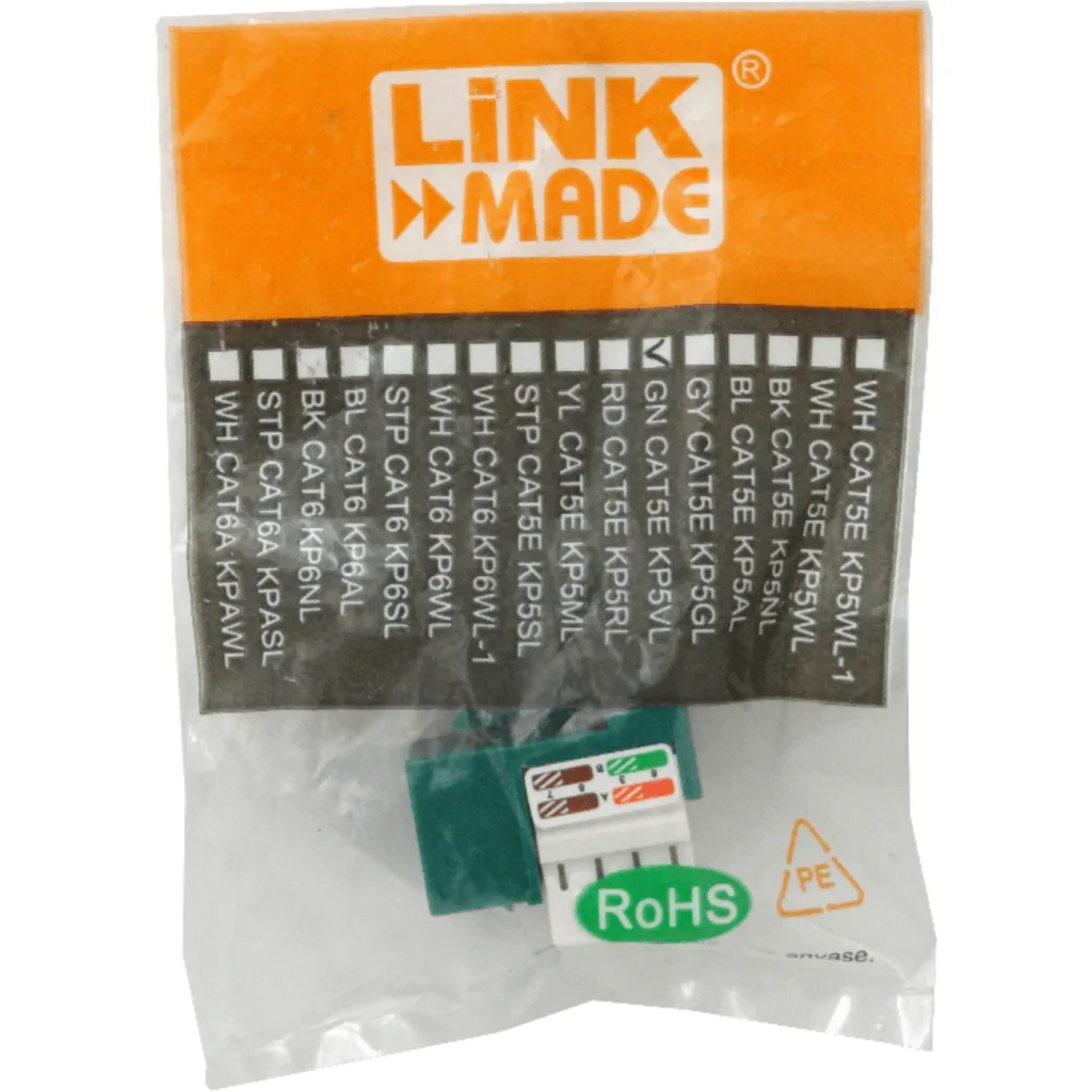 LINKMADE Verde Cat5E U/UTP Punchable Keystone Conector Hembra RJ45
